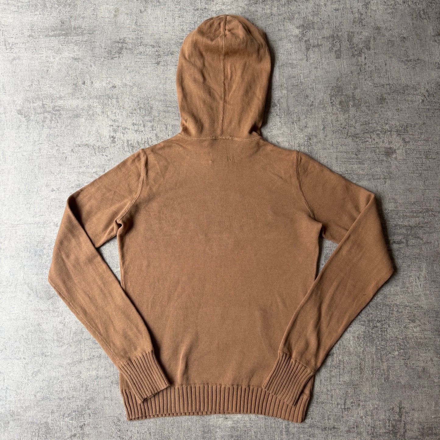 Ralph Lauren Polo Jeans Womens Y2K Brown Slim Fit Knit Hoodie Size XS -H35