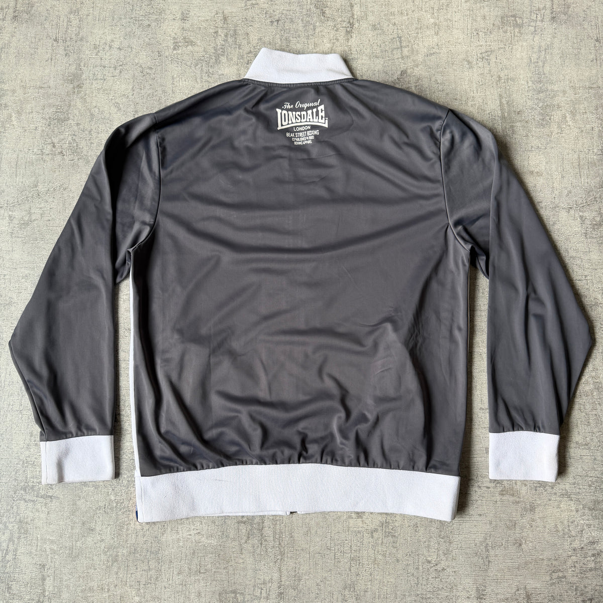 Lonsdale Y2K Track Jacket Size XXL Grey White Full Zip -E25