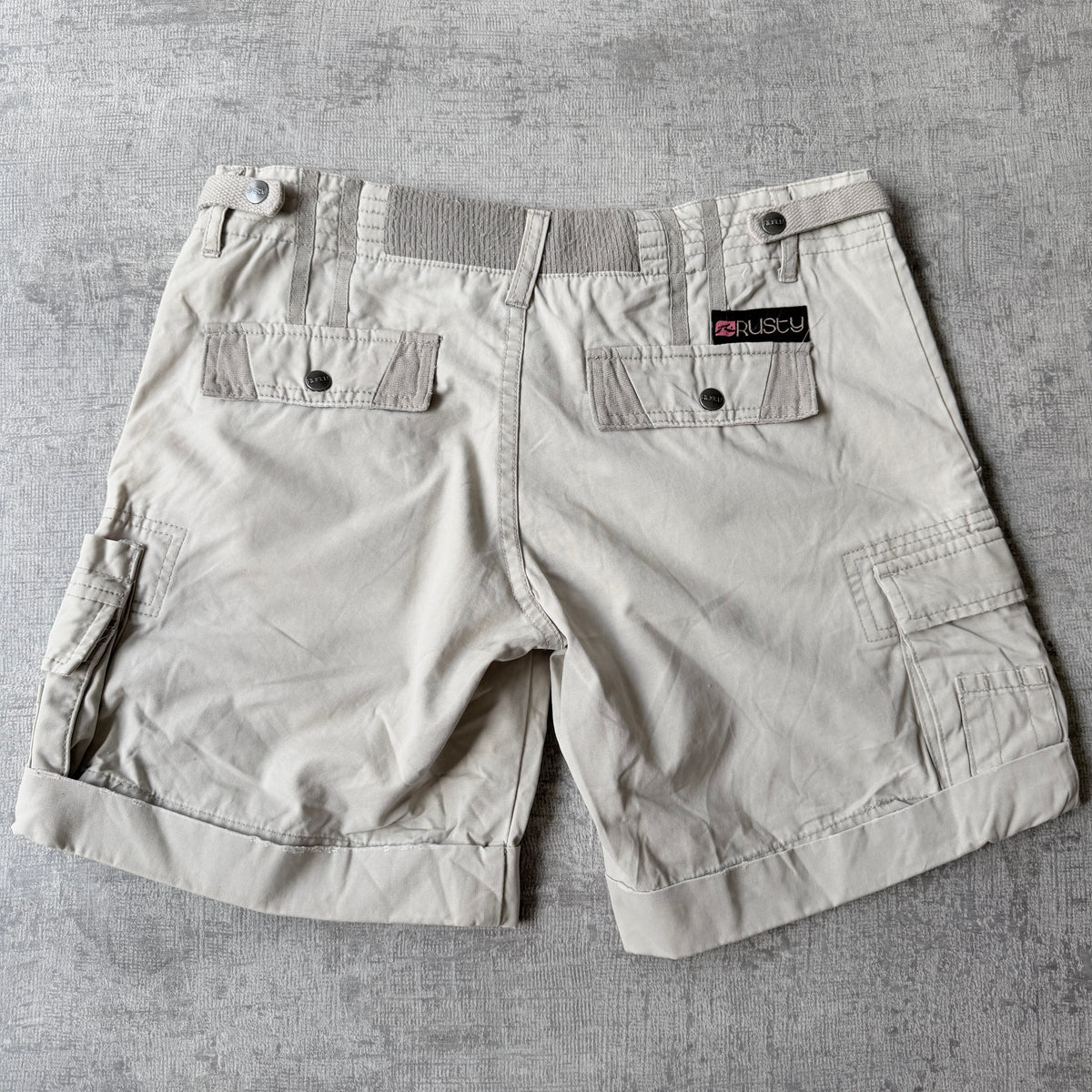 Rusty Y2K Womens Cargo Shorts Size 10 Beige Mini Shorts -C9