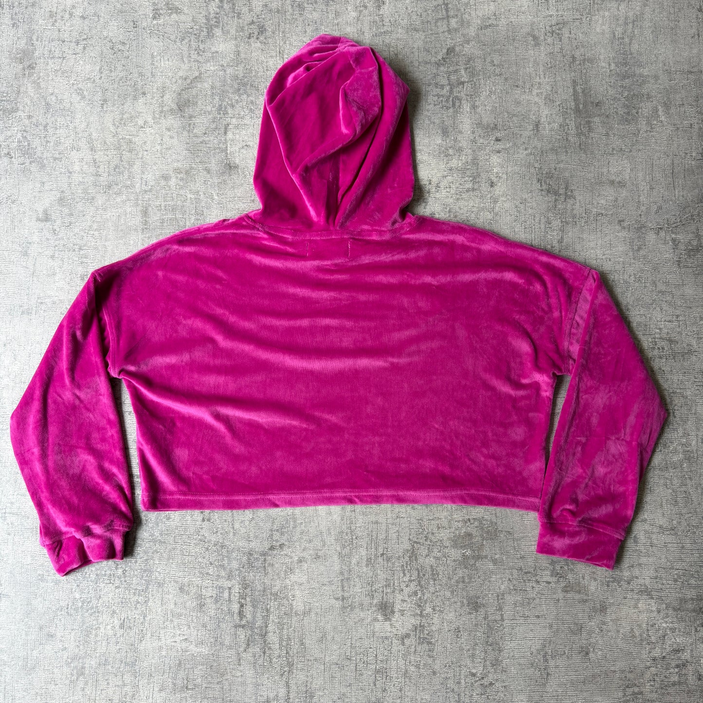 Juicy Couture Womens Y2K Cropped Velour Pink Hoodie Size S Bejewelled -E24