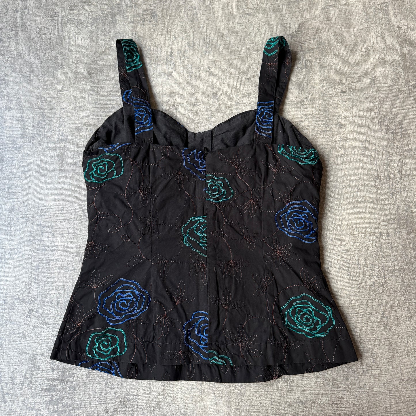 Ideals Y2K Womens Black Embroidered Cami Top Size 10 Womens -G58