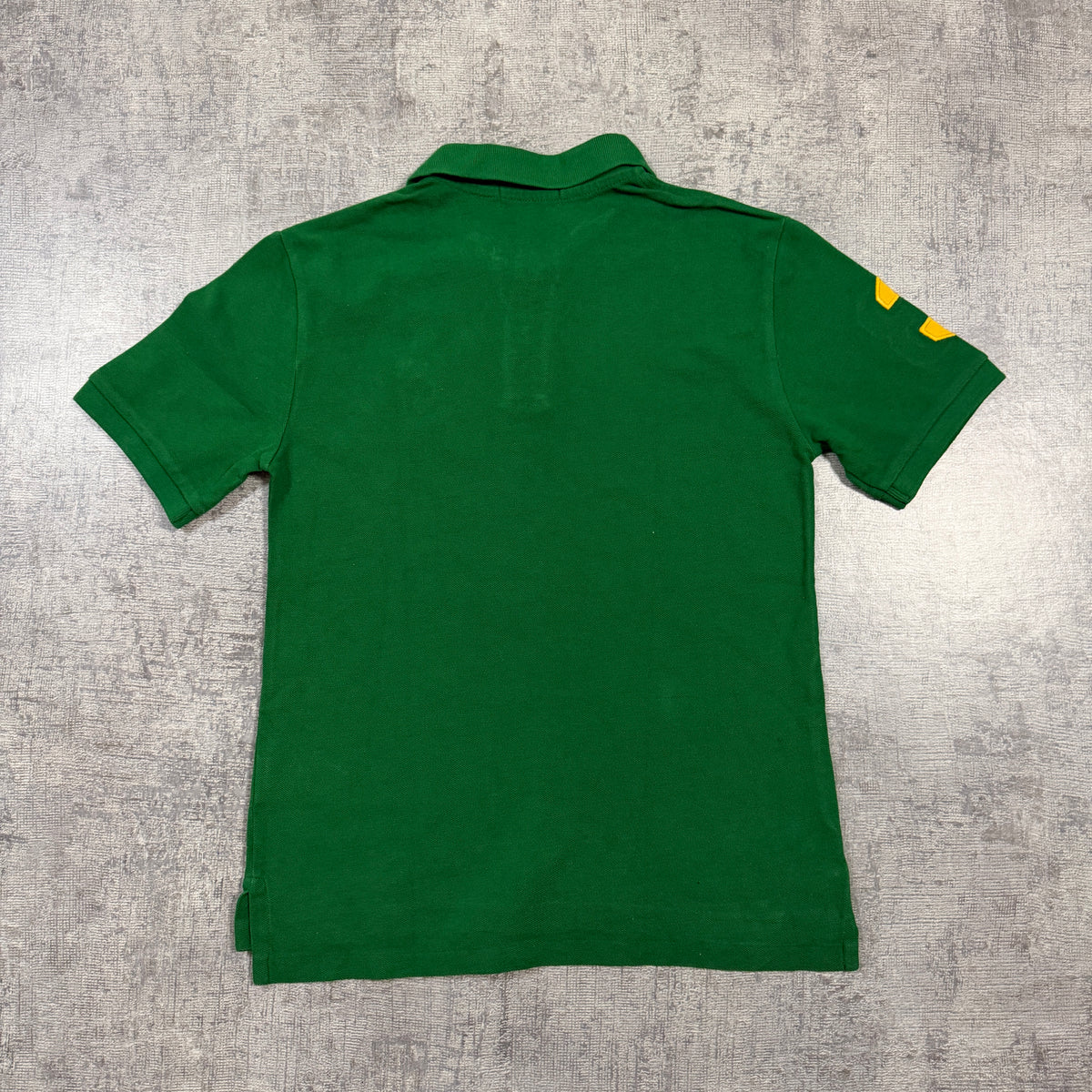 Polo Ralph Lauren Womens Big Pony Polo Shirt Size M/10-12 Green/ Yellow Top -I46