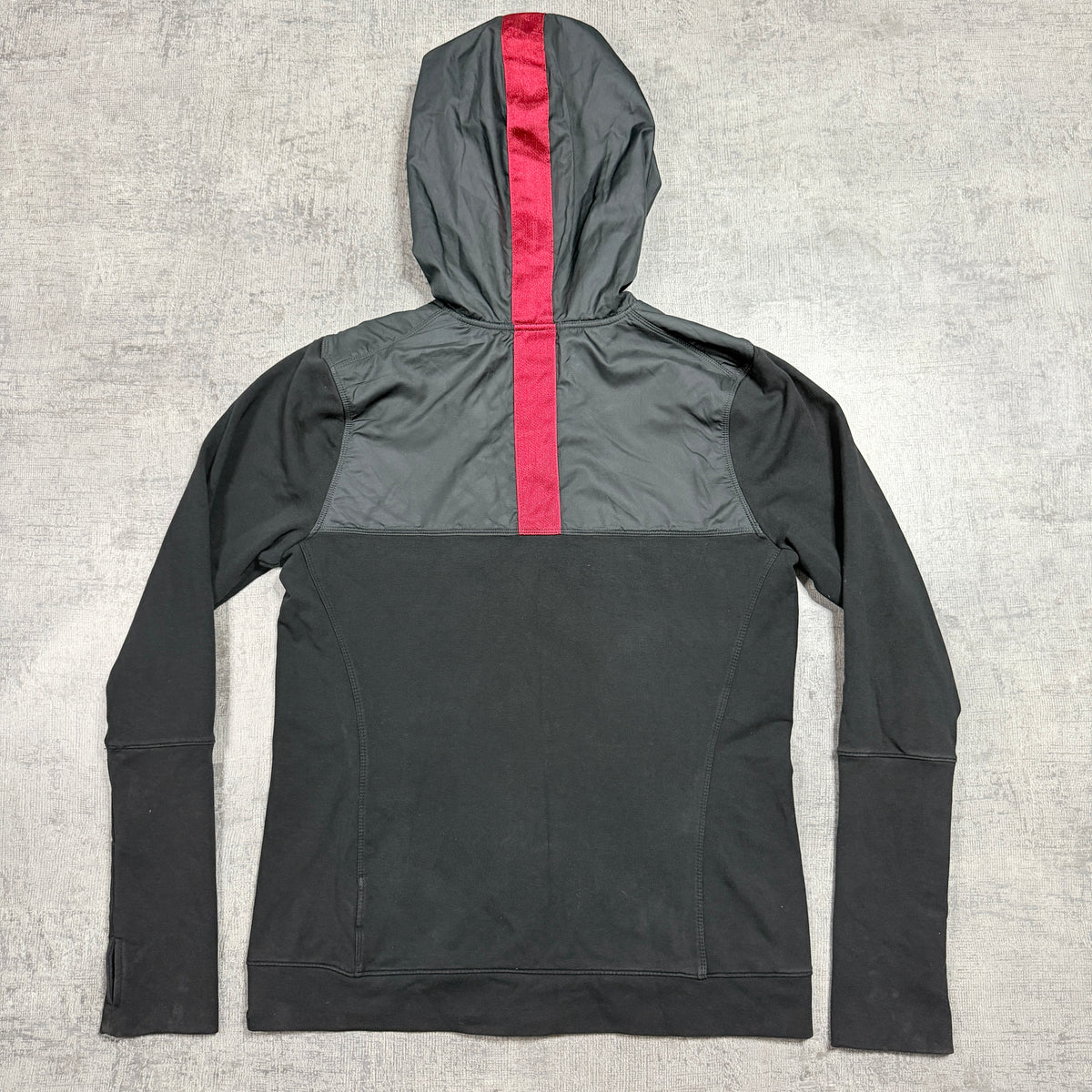 Nike Y2K Womens Hooded Track Jacket Size L Black Red Full Zip -D24