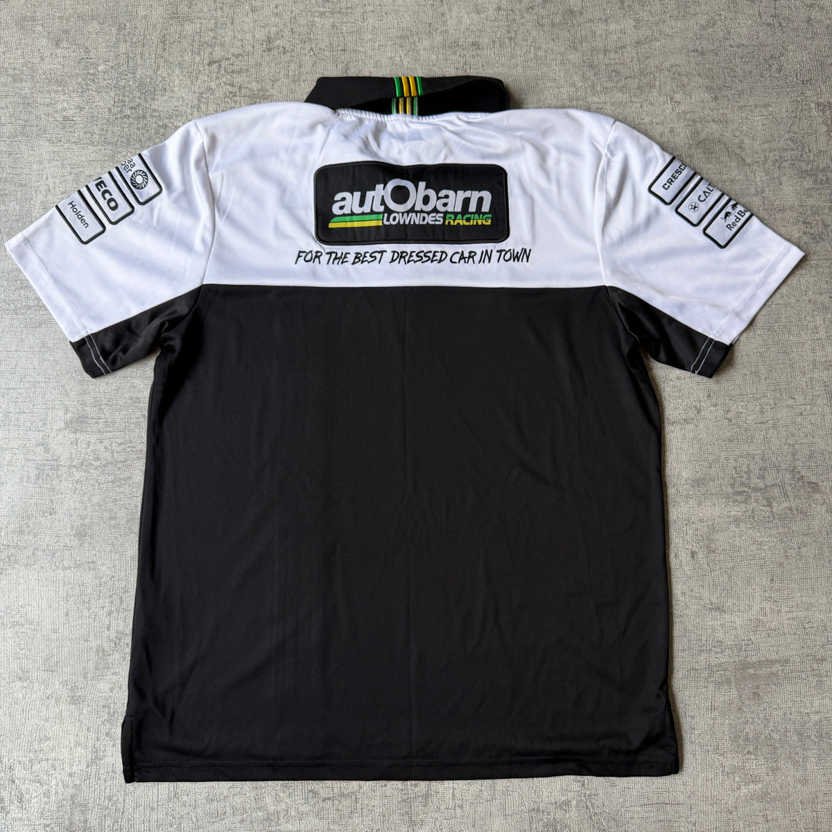 Holden Auto Barn Racing Polo Shirt Size M Mens Black White -E36