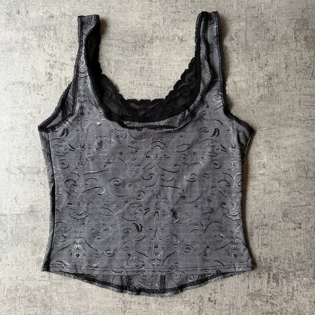 Thanne Womens Y2K Black Lace Cami Top Size S Tank -F58