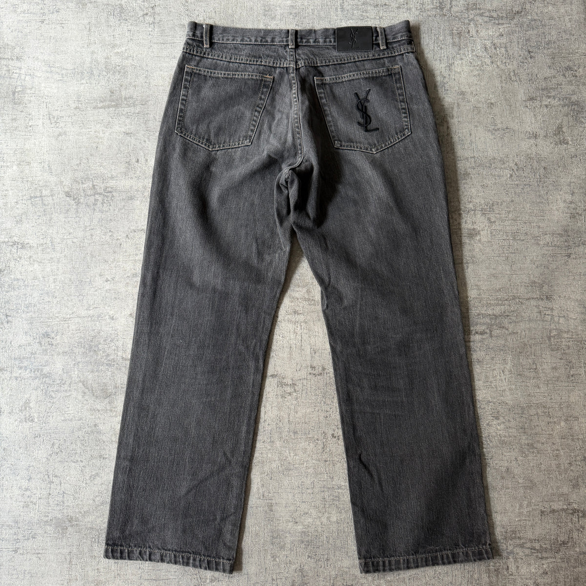 YSL Mens Black Denim Jeans Size W34 L30 Straight Leg Jeans -D18