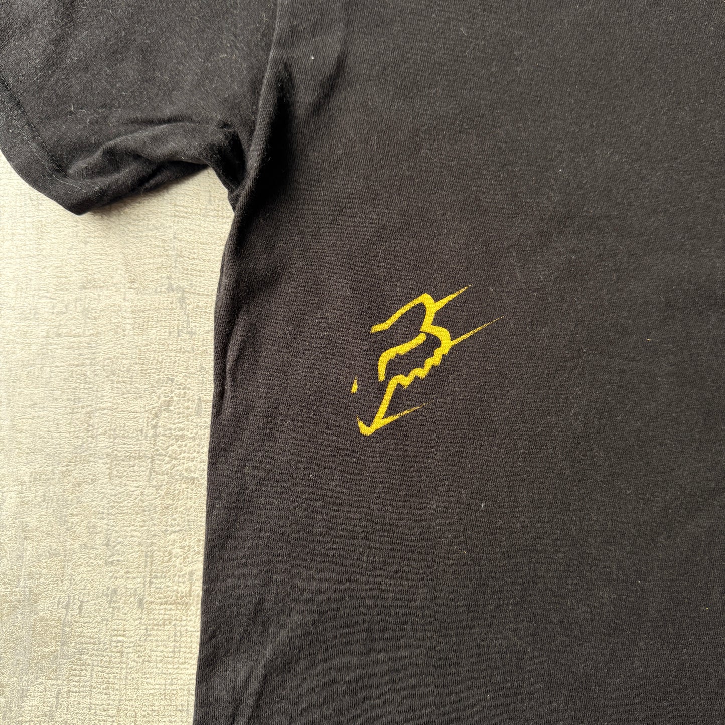FOX Racing Y2K Graphic T-Shirt Size S Mens Black Yellow Tee -B12
