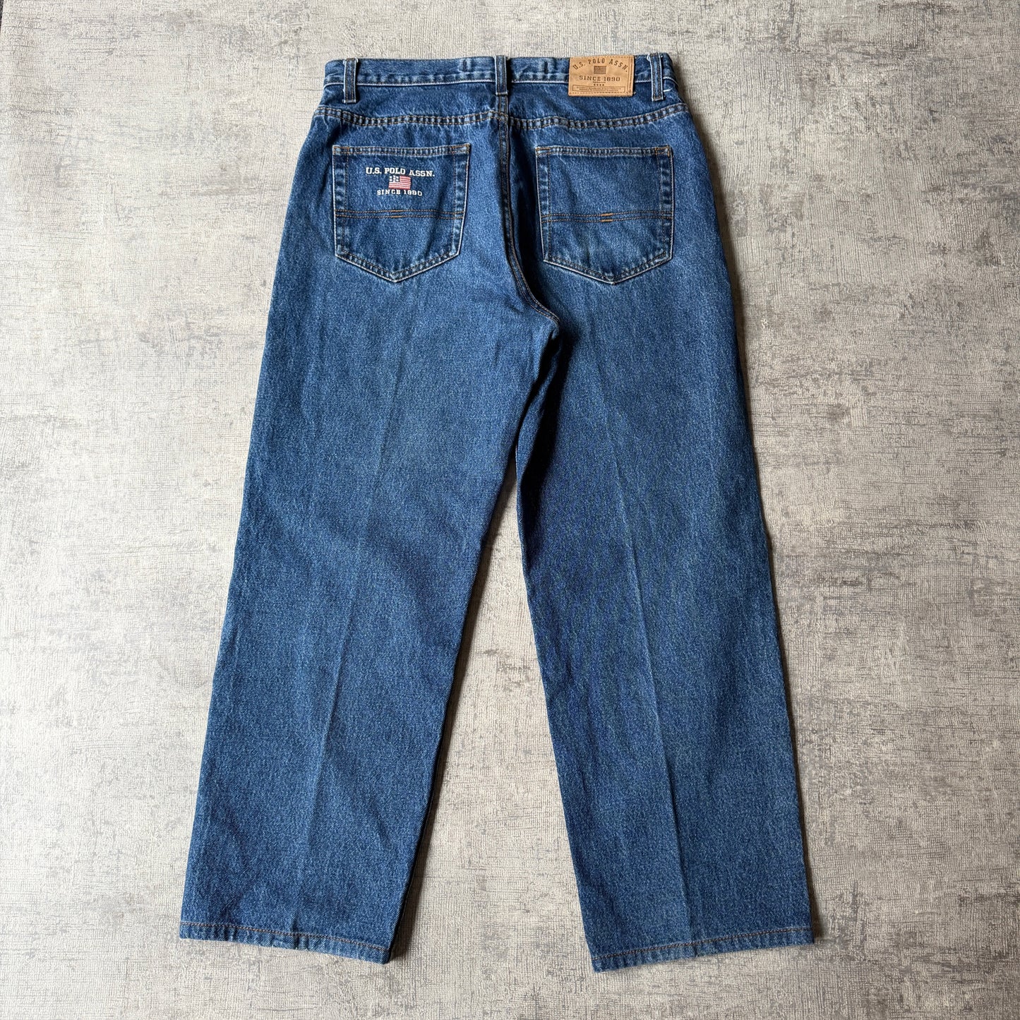 US Polo Assn Y2K Baggy Blue Jeans Size 32 Dark Blue Embroidered -H14