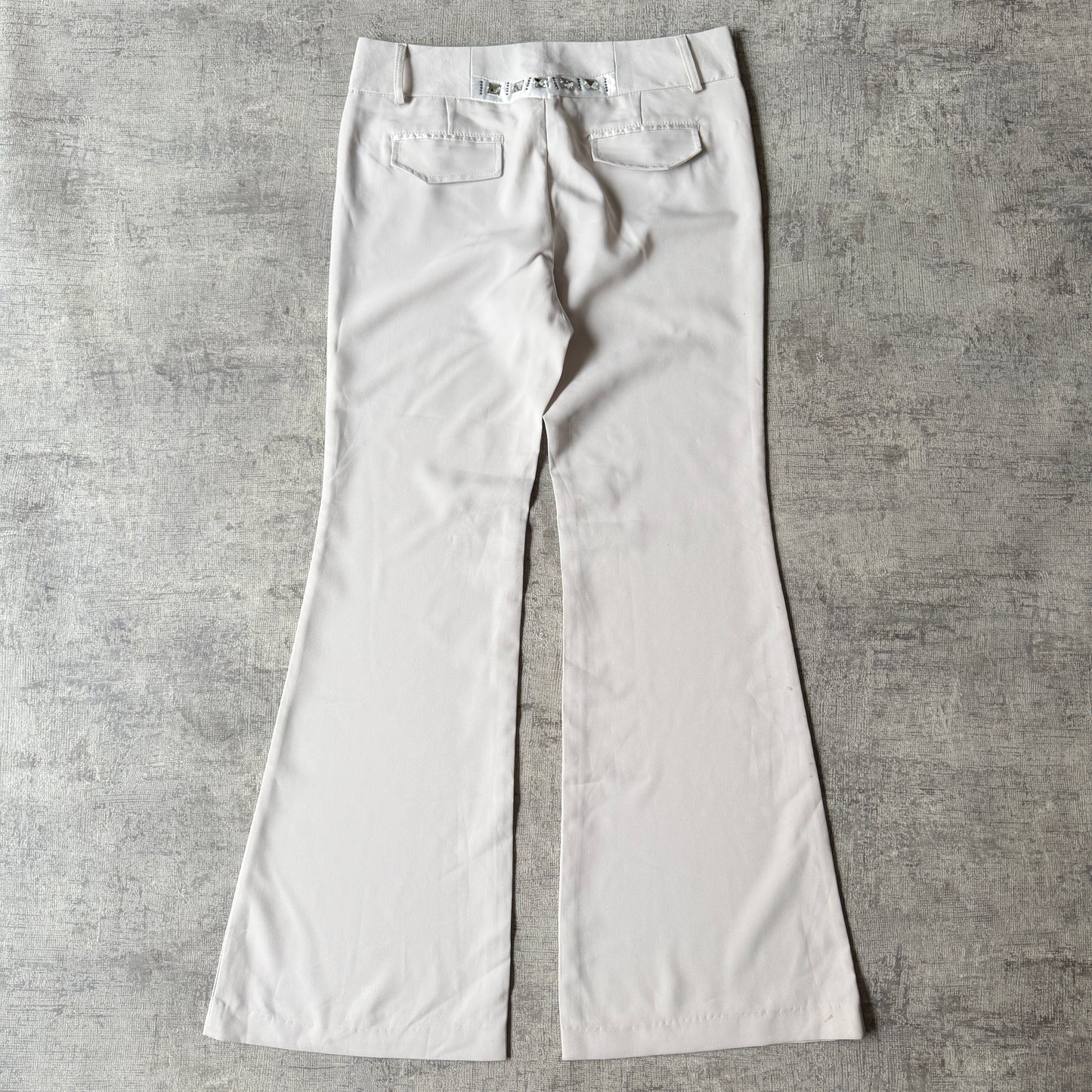 Womens Vintage White Flare Dress Pants Size 32 Low Rise -F6