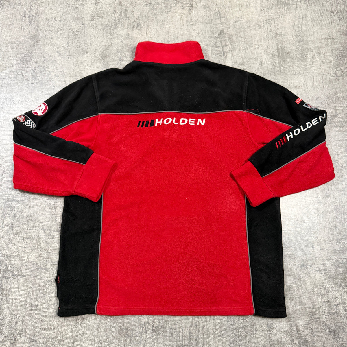 Vintage Holden Racing Fleece Quarter Zip Jumper Size L Mens Red Black Pullover -I33