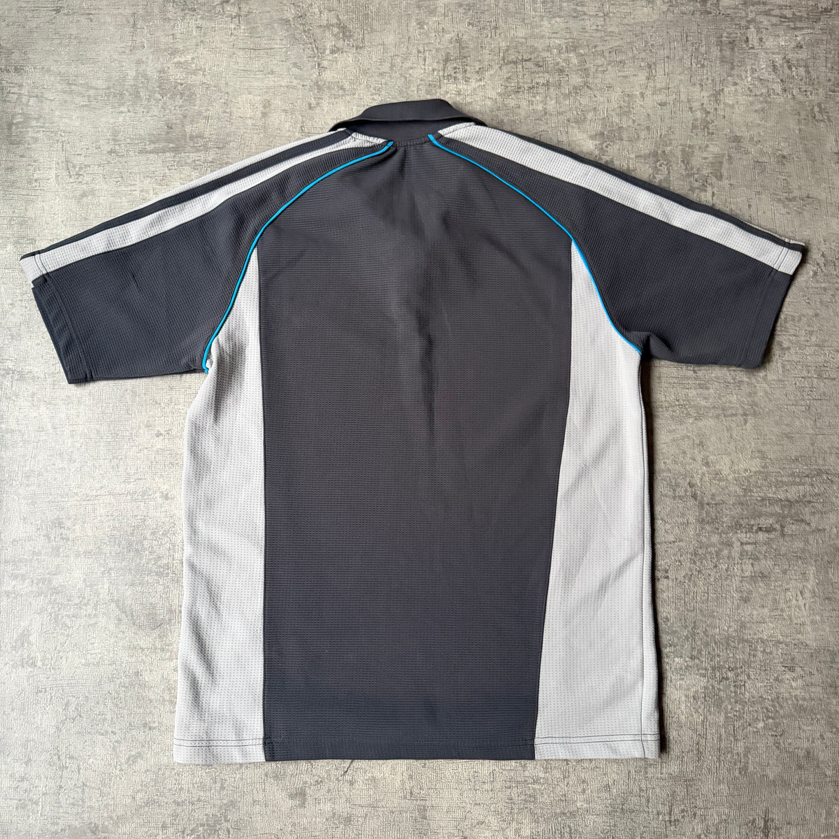 Spalding Y2K Tennis Polo Shirt Size M Mens Grey White -F40