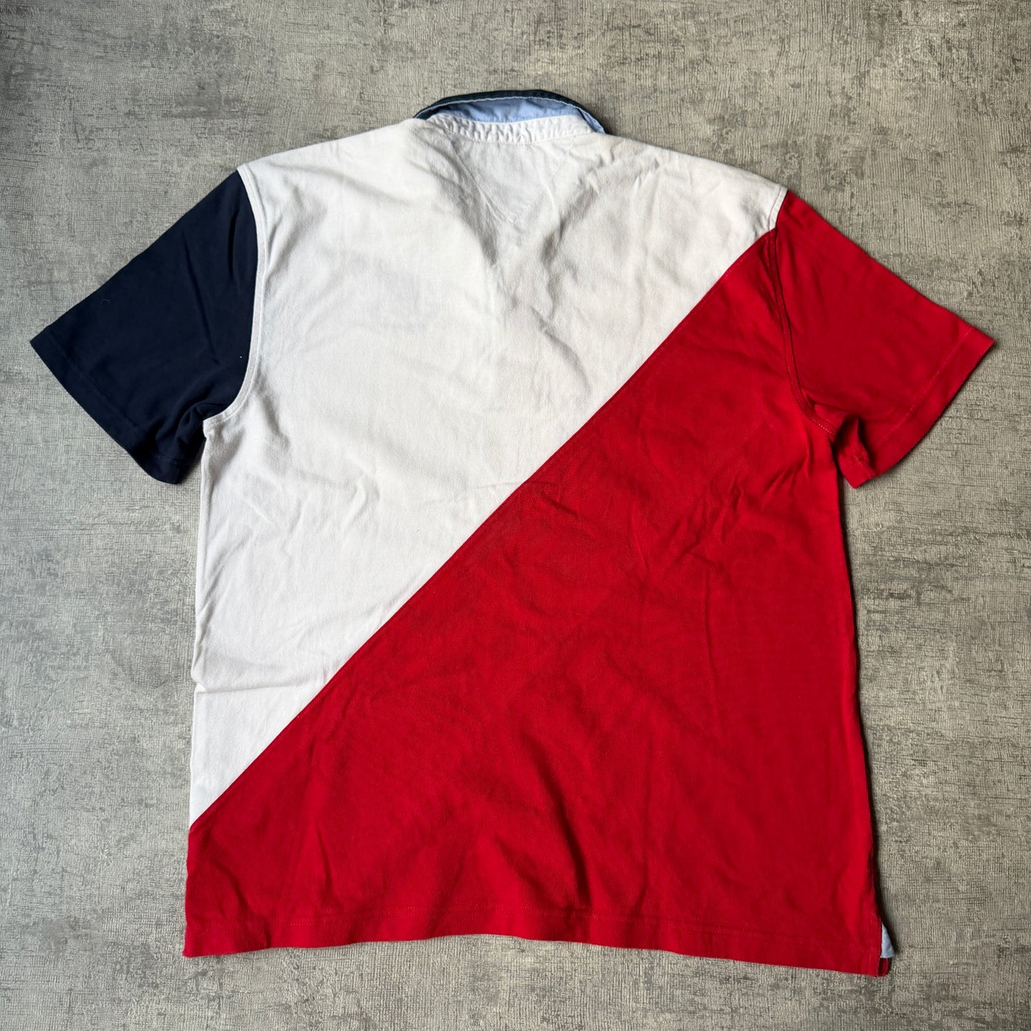 Vintage Tommy Hilfiger Polo Shirt Size XL Red White Colourblock -F37