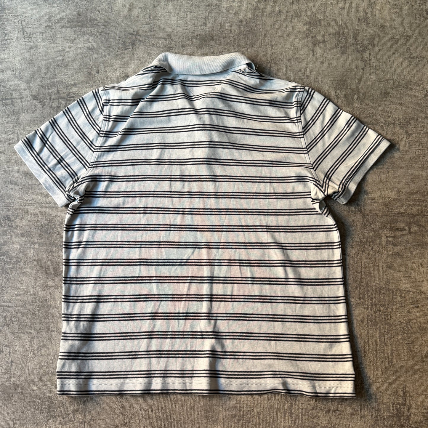 Tommy Hilfiger Mens Striped Polo Shirt Size L Mens Y2K Light Blue -D55