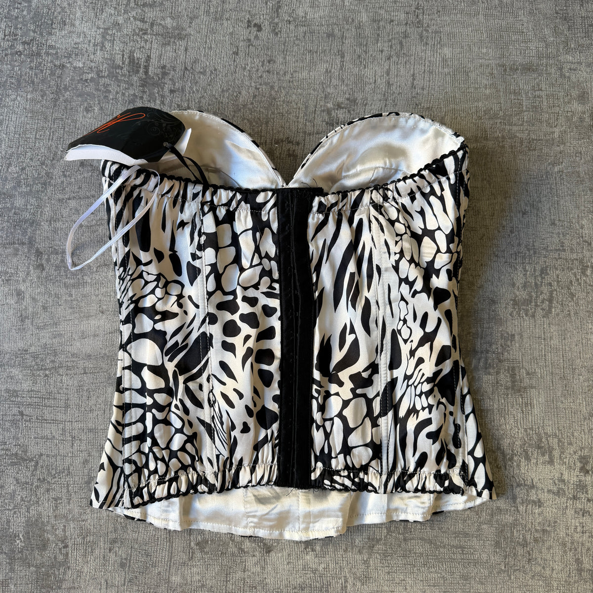 Hourglass Y2K Womens Corset Top Black White Cheetah Print NWT's -D33
