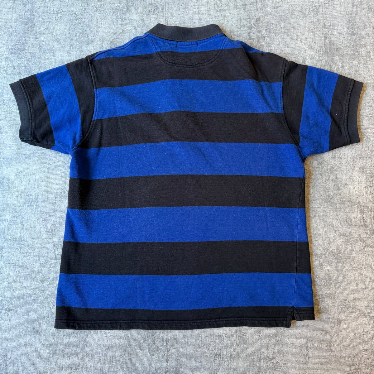 Nautica Y2K Polo Shirt Size M Mens Black Blue Striped Top -H39