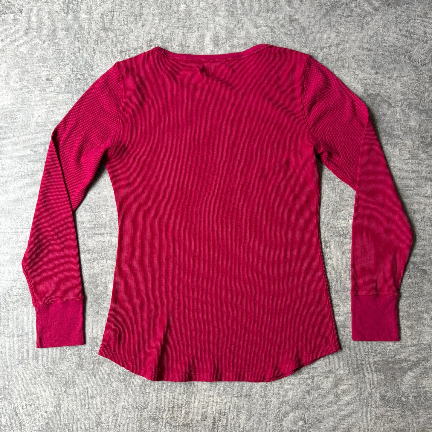 GAP Y2K Mens Long Sleeve Waffle Top Size L Pink Slim Fit -E39
