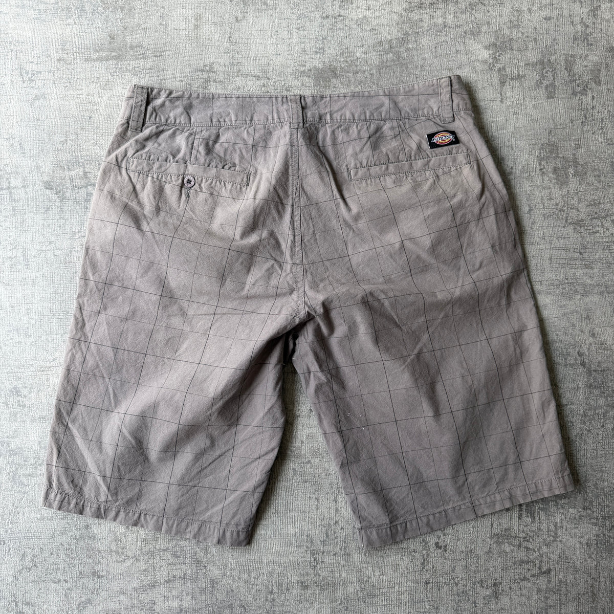 Dickies Baggy Grey Cargo Shorts Size 34 Mens Plaid Y2K -D12