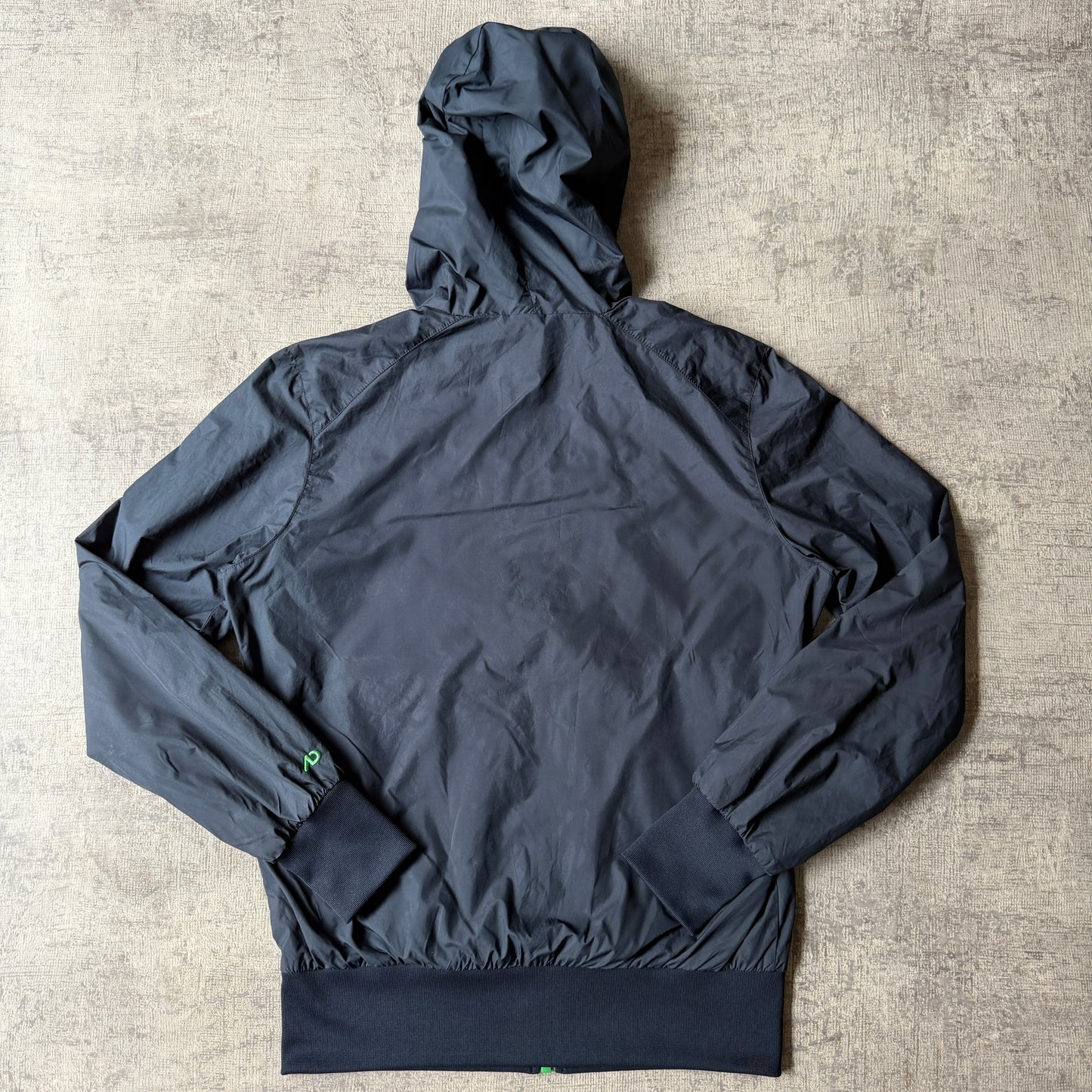 Nike Y2K Windbreaker Zip Jacket Size M Navy Green Hooded                 -F31