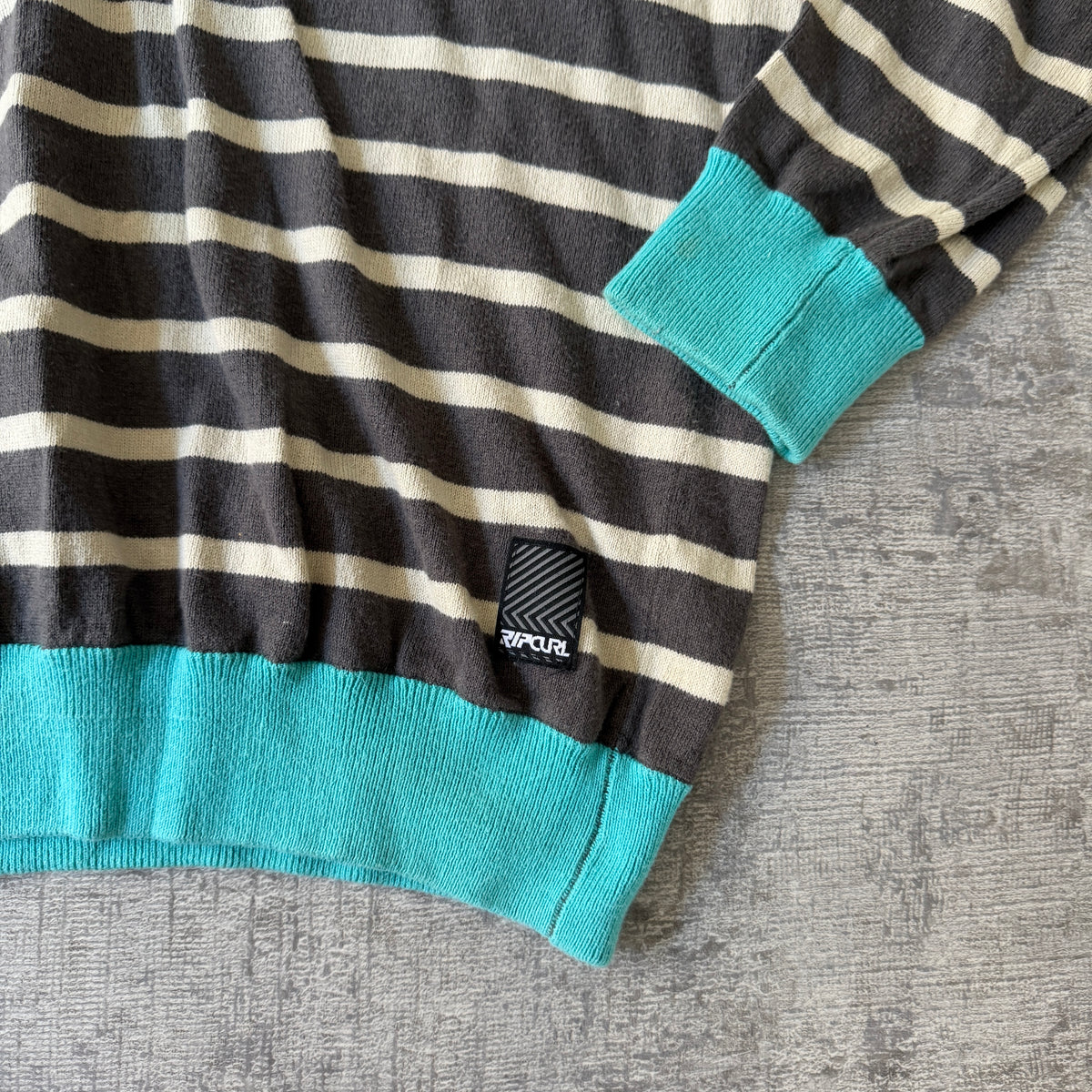 Ripcurl Y2K Striped Hoodie Size L Grey White Blue           -C11