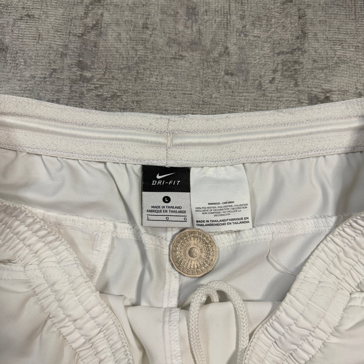 Nike Y2K Basketball Shorts Size L Mens White Black W’ Drawstring       -I20