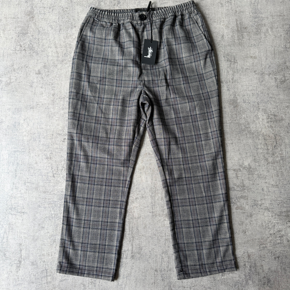 Stussy Grey Check Street Long Pants Size 32 Mens Y2K NWT'S               -E5