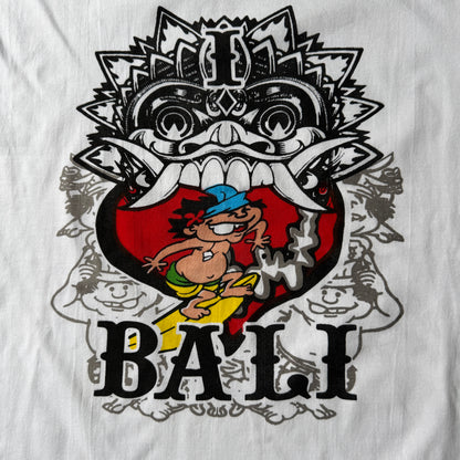 I Love Bali Y2K Graphic T-Shirt Size M Mens White Boxy Vintage Tee          -B14