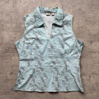 Colorado Womens Blue Floral Blouse Top Size XL Womens Sleeveless V-Neck        -A28