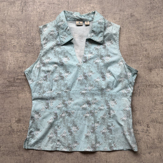 Colorado Womens Blue Floral Blouse Top Size XL Womens Sleeveless V-Neck        -A28