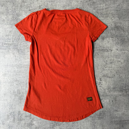 G-Star Raw Y2K Womens Orange Graphic Baby Tee Size XS Womens V-Neck               -E67