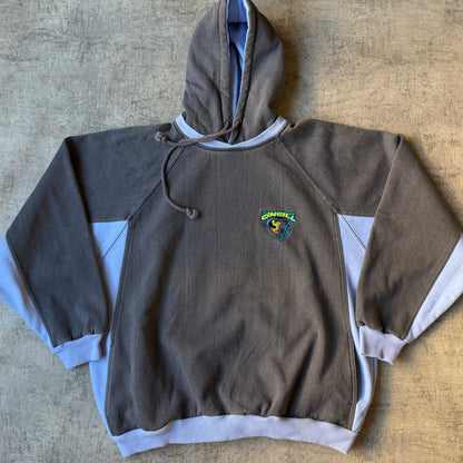 O'Neill Vintage Surf Hoodie Size XL Mens Two Tone Jumper Grey Blue 90's             -B48