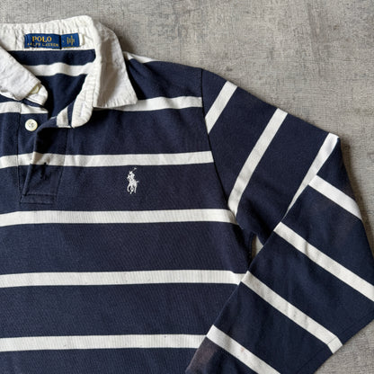 Polo Ralph Lauren Womens Long Sleeve Polo Shirt Size L Navy White             -H53