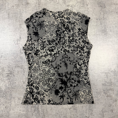 JV Selection Women’s Y2K Floral Textured V-Neck Blouse Top Size M          -I51
