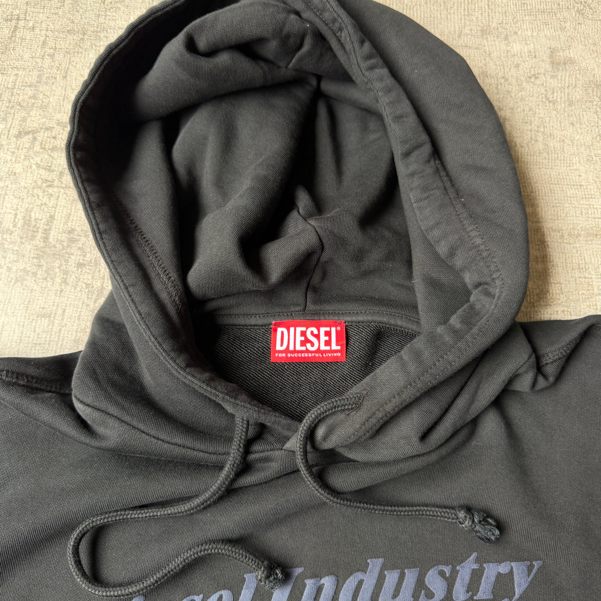 Diesel Industry Black Hoodie Size L Mens Graphic Pullover        -G28