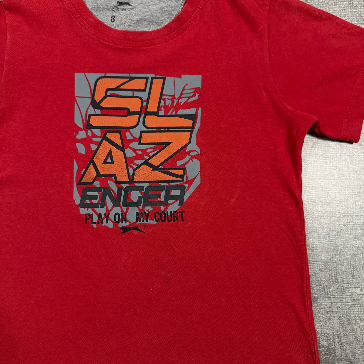 Slazenger Y2K Baby Tee Red Graphic Top Size 8Y Fits XS Womens                -I45