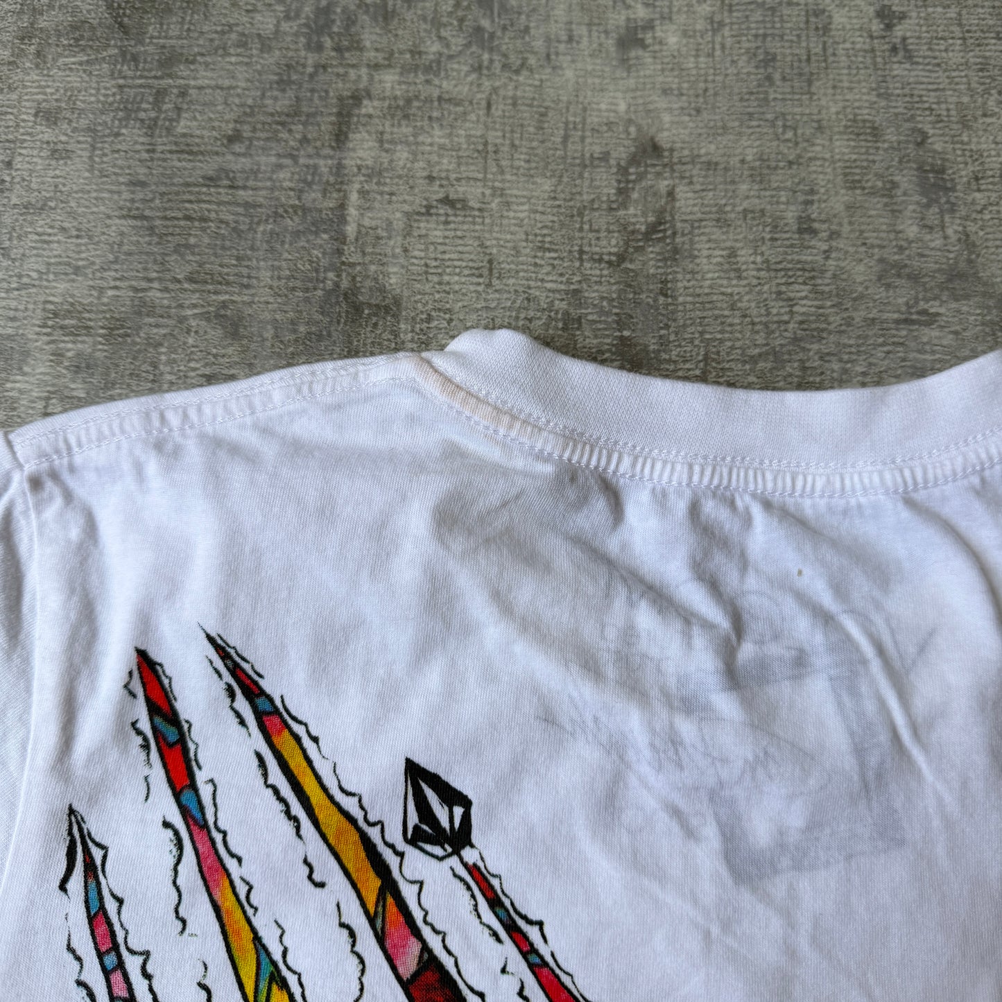 Volcom x Matt French Womens White Y2K Tiger Graphic T-Shirt Size S Long Line       -H68