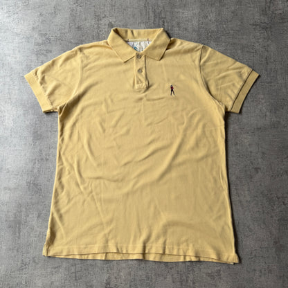 Andy Warhol Pastel Yellow Polo Shirt Size L Mens Gun Man Graphic             -C33