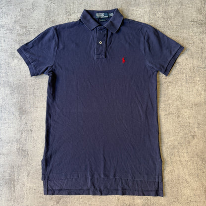 Polo Ralph Lauren Mens Slim Fit Navy Polo Shirt Size S Longline                 -D67