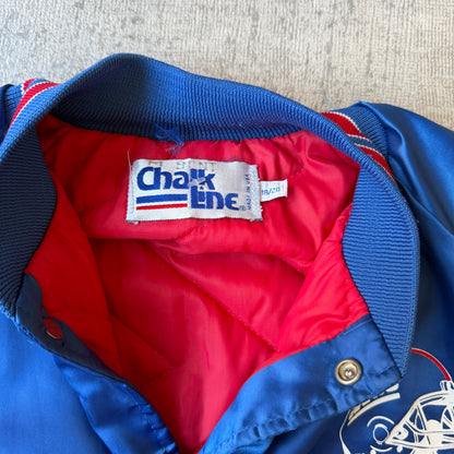 Vintage 80's NY Giants Chalk Line Satin Bomber Jacket Size L-XL Mens   -B43
