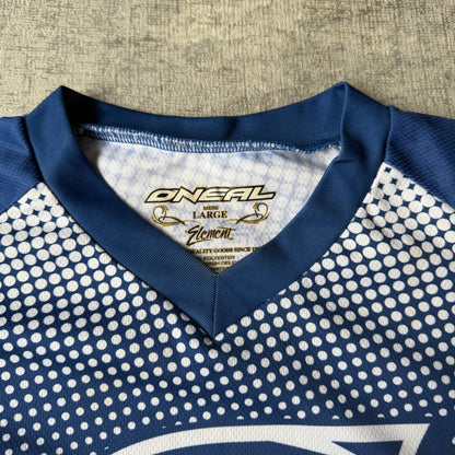 O’Neal Y2K Moto Cross Jersey Top Size L Mens Blue White Top     -H10