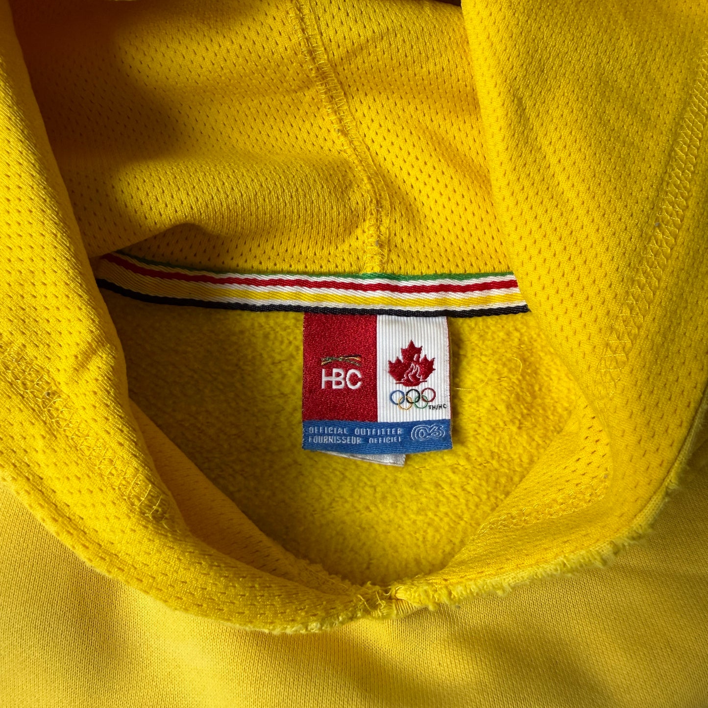 Vintage Canada Winter Olympic Hoodie Size L Mens Yellow Pullover          -H25