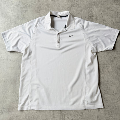 Nike Y2K Tennis Polo Shirt Size L Mens White Top             -C32