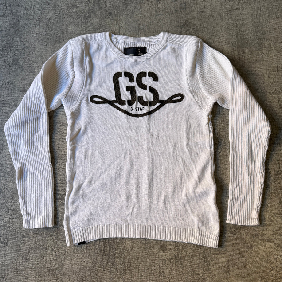 G-Star Raw Knitted Sweater Size XL Mens White Jumper              -B68