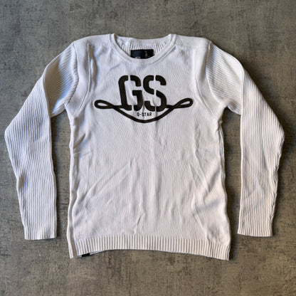 G-Star Raw Knitted Sweater Size XL Mens White Jumper              -B68