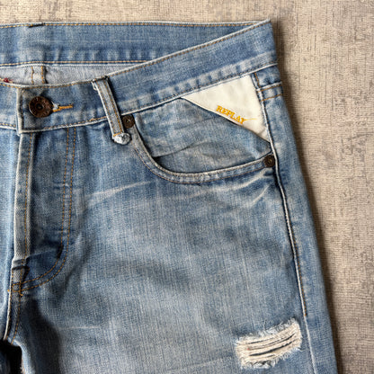 Replay Y2K Blue Jeans Size 37 Light Blue Washed Denim                 -E2