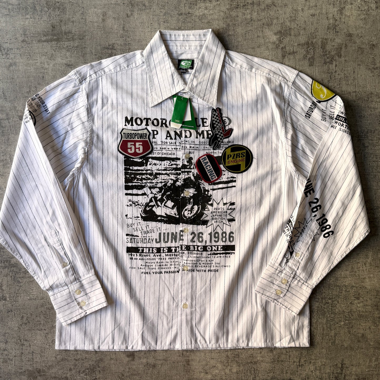 Point Zero Vintage Graphic Cropped Button Up Size L Mens NWT'S           -C52