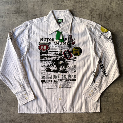 Point Zero Vintage Graphic Cropped Button Up Size L Mens NWT'S           -C52