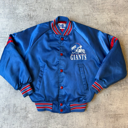 Vintage 80's NY Giants Chalk Line Satin Bomber Jacket Size 12Y Fits XXS-S Womens   -B42