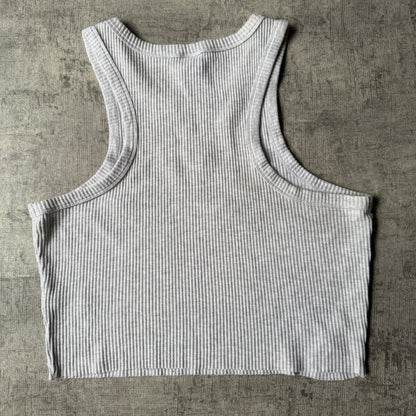 Fila Womens Grey Ribbed Tank Top Size XL Y2K                -F54
