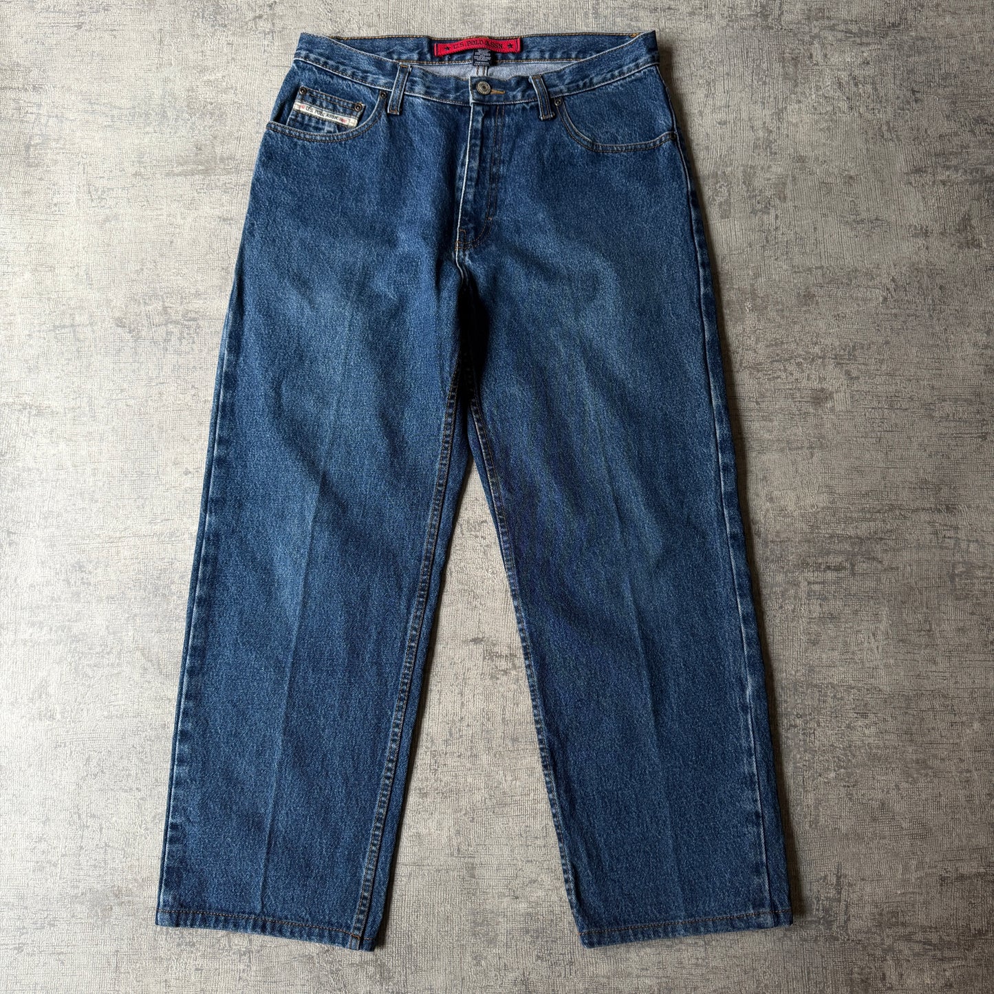 US Polo Assn Y2K Baggy Blue Jeans Size 32 Dark Blue Embroidered        -H14