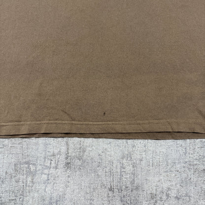 “Because You Didn’t come down in the last shower” Y2K Brown Tee Size L Mens              -I55